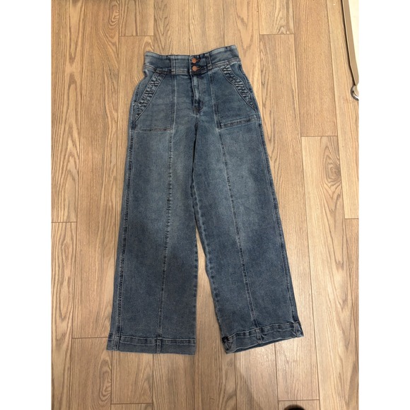 Farmers Market Wide Leg Cropped Jeans Womens Size 4 High Rise Button Fly - Picture 6 of 7